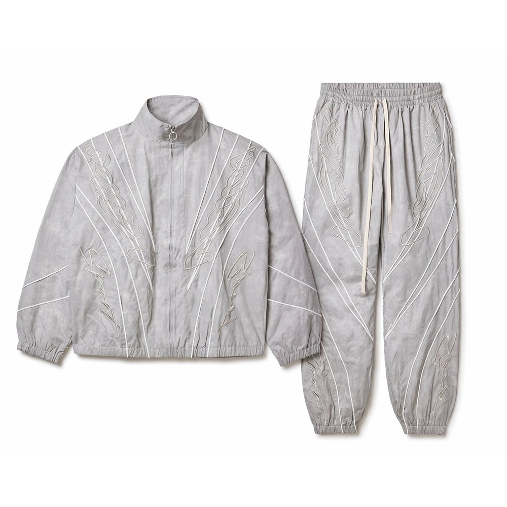 Vale Forever Spiral Track Suit Mens Large Grey Embroidered 2 Piece Jacket Pants
